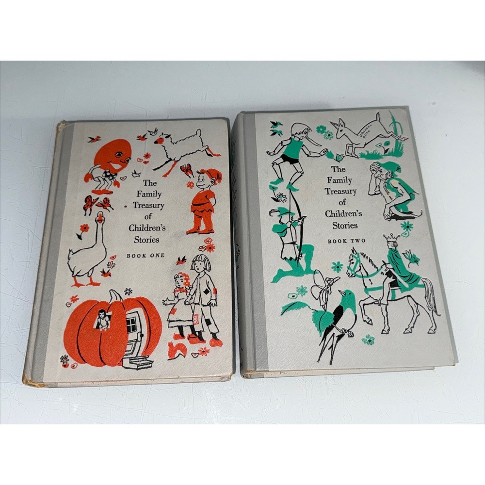 The Family Treasury of Childrens Stories Book  1 + 2 SET 1956 - 1st Edition